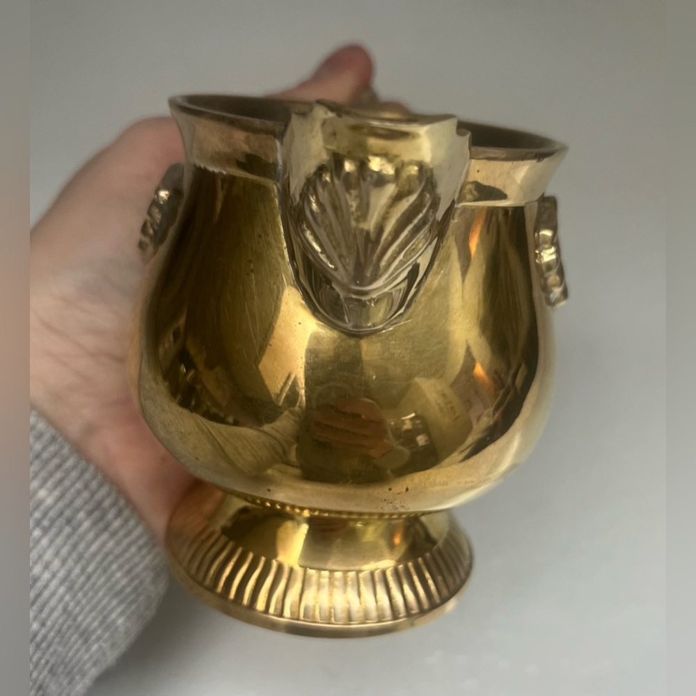 Vintage Brass Pitcher with Embossed Clam Shell - Picture 5 of 8
